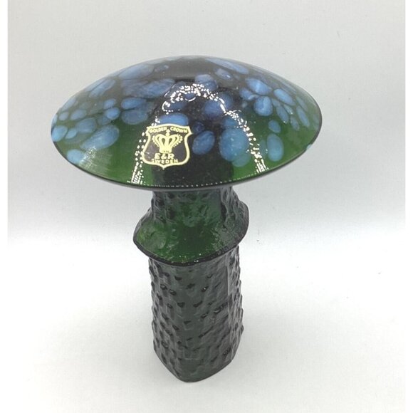 Bo Borgstrom Åseda Ebeling Reuss Blown Glass Mushroom-7.0 in Emerald-Sweden-NOS